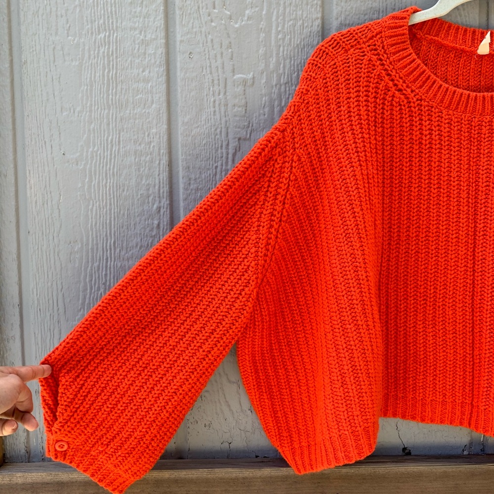 Anthropologie Moth orange red cropped knit sweater - Picture 5 of 9